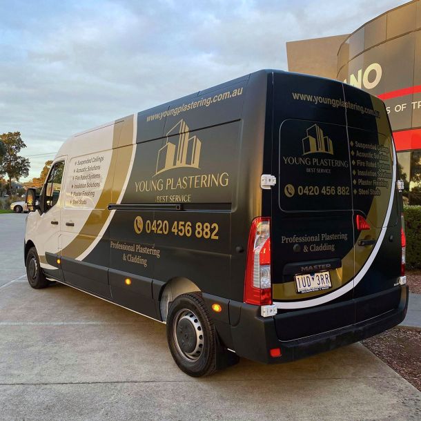 Van signage using gloss and matt contrast